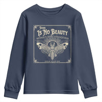 Funny Skull Moth Youth Sweatshirt There Is No Beauty Without Some Strangeness Edgar Poe