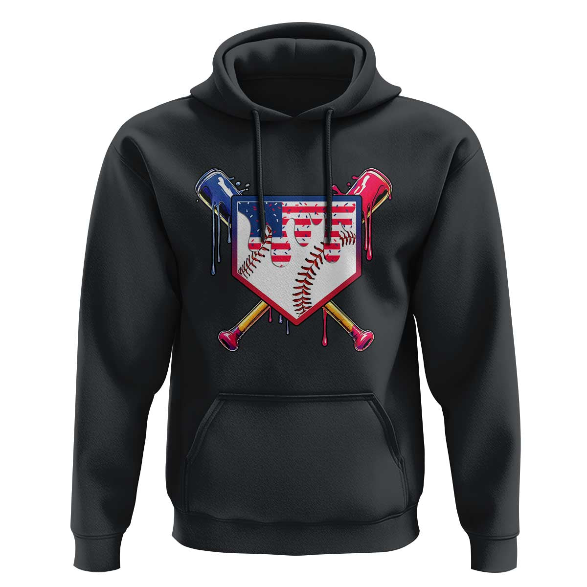 Funny Ice Cream Baseball Drip American Flag Hoodie 4th Of July