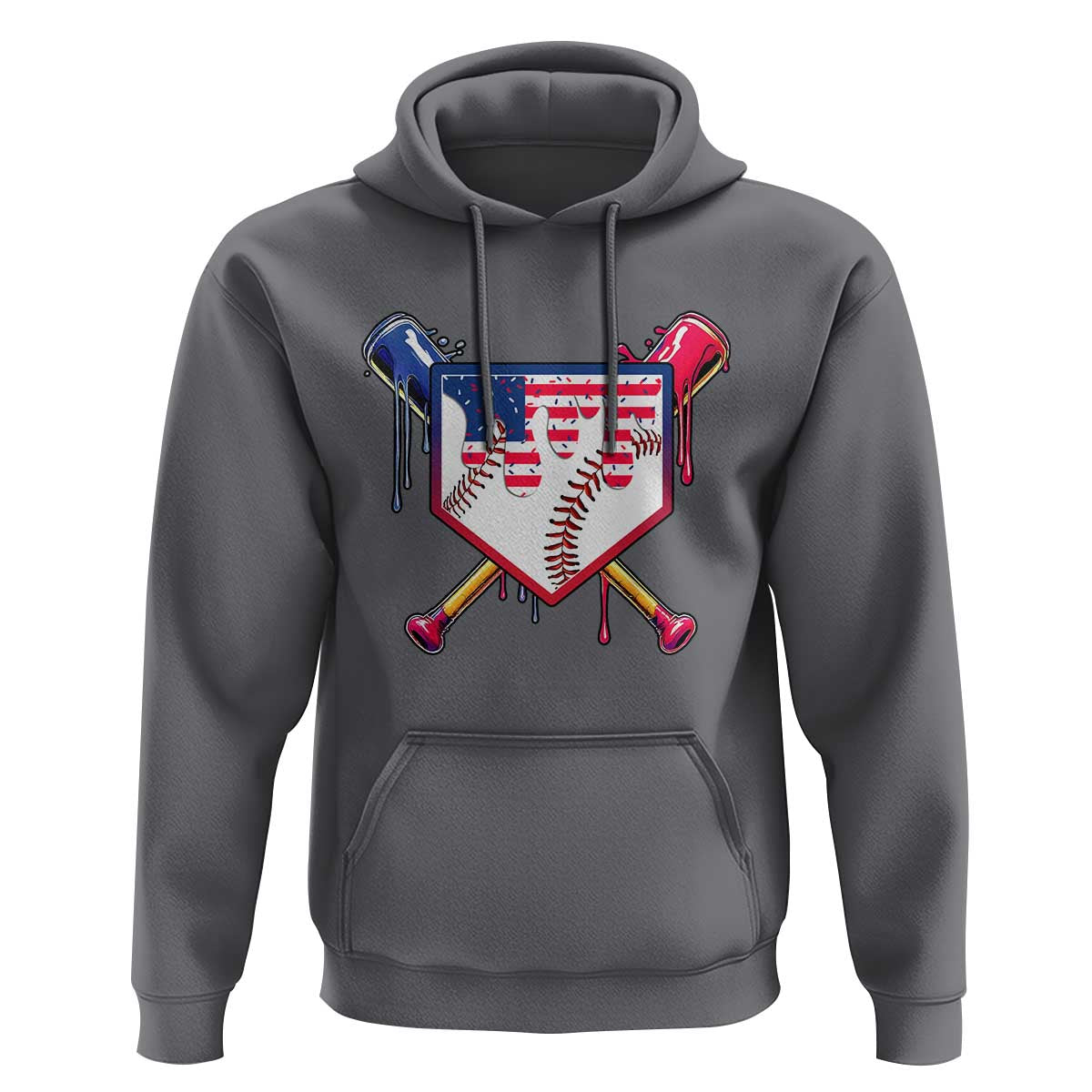 Funny Ice Cream Baseball Drip American Flag Hoodie 4th Of July