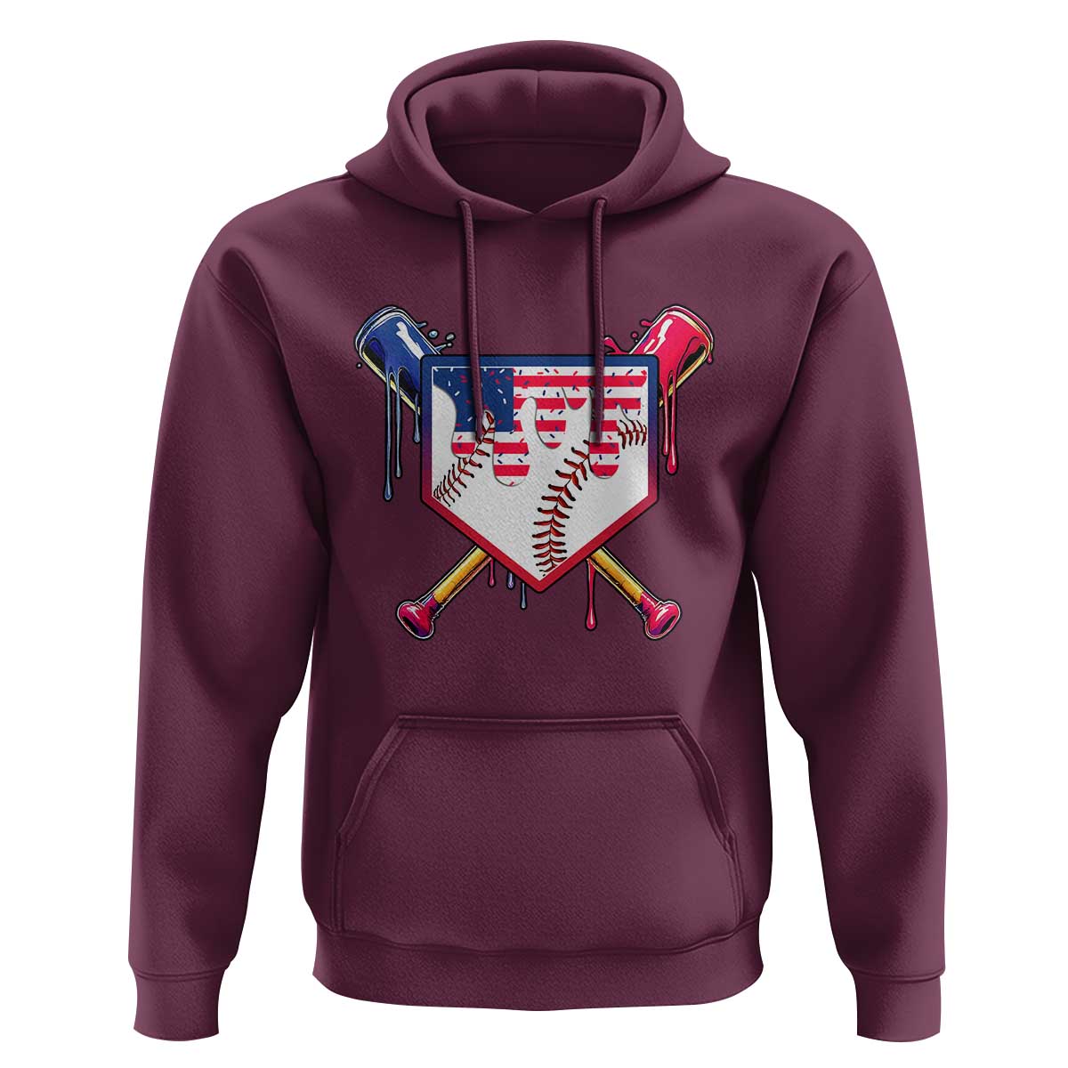 Funny Ice Cream Baseball Drip American Flag Hoodie 4th Of July