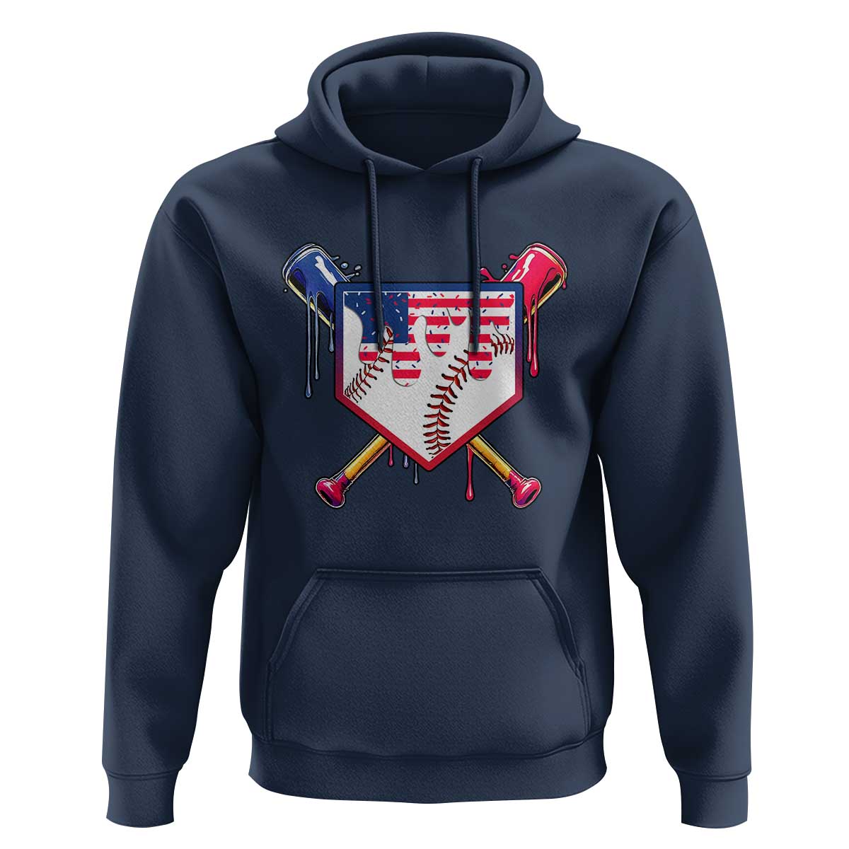 Funny Ice Cream Baseball Drip American Flag Hoodie 4th Of July