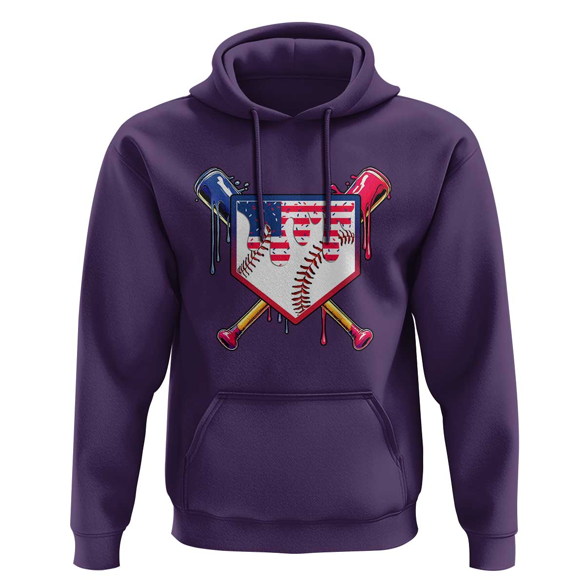 Funny Ice Cream Baseball Drip American Flag Hoodie 4th Of July