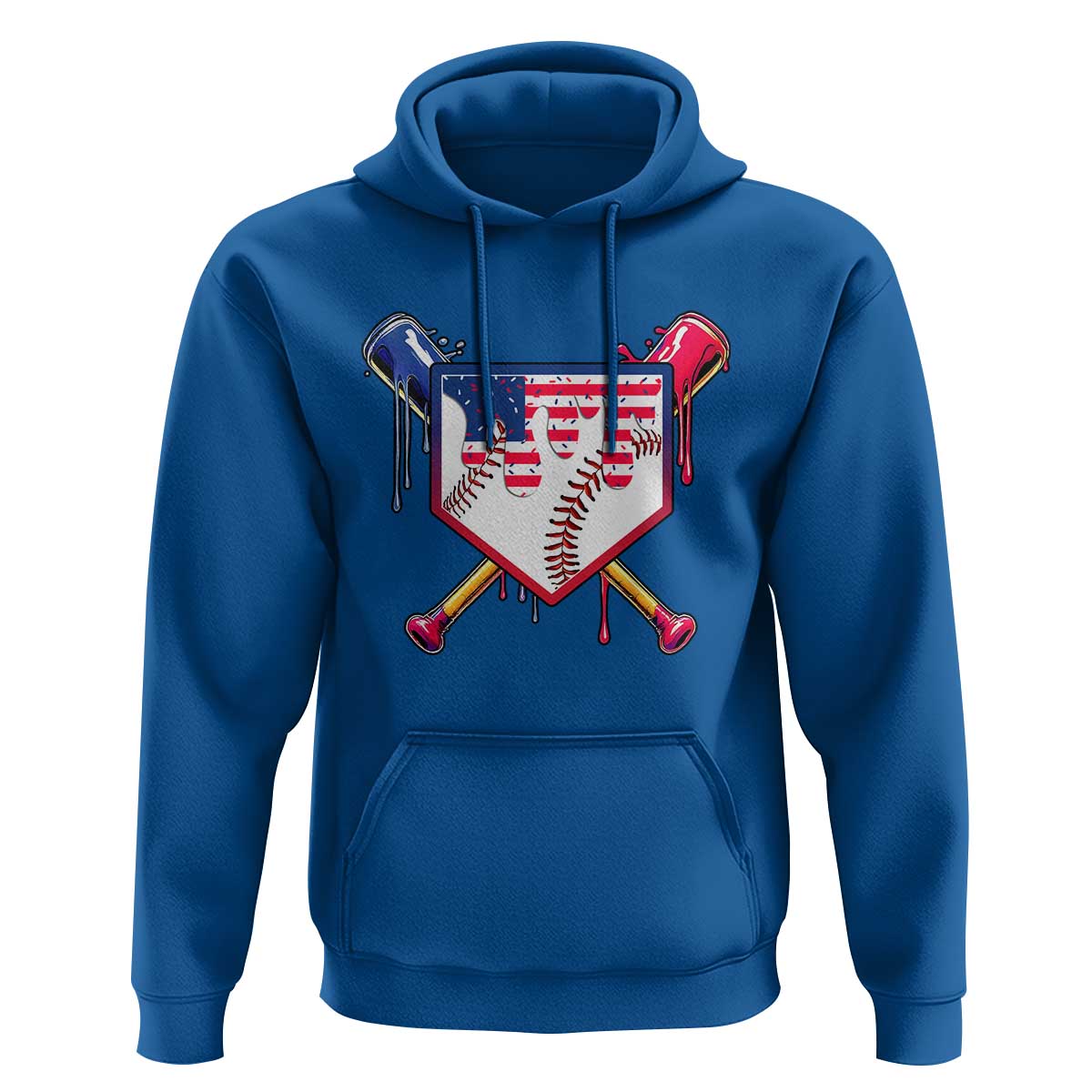 Funny Ice Cream Baseball Drip American Flag Hoodie 4th Of July