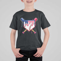 Funny Ice Cream Baseball Drip American Flag T Shirt For Kid 4th Of July