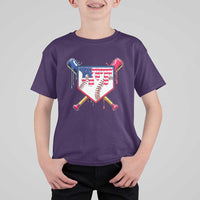 Funny Ice Cream Baseball Drip American Flag T Shirt For Kid 4th Of July