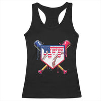Funny Ice Cream Baseball Drip American Flag Racerback Tank Top 4th Of July