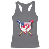 Funny Ice Cream Baseball Drip American Flag Racerback Tank Top 4th Of July