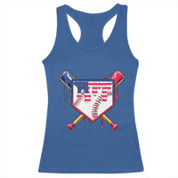 Funny Ice Cream Baseball Drip American Flag Racerback Tank Top 4th Of July