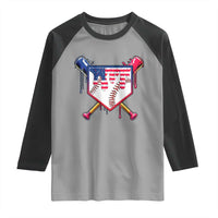 Funny Ice Cream Baseball Drip American Flag Raglan Shirt 4th Of July