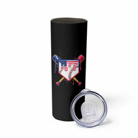 Funny Ice Cream Baseball Drip American Flag Skinny Tumbler 4th Of July