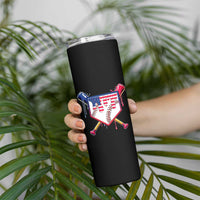 Funny Ice Cream Baseball Drip American Flag Skinny Tumbler 4th Of July
