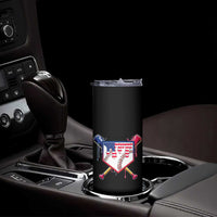 Funny Ice Cream Baseball Drip American Flag Skinny Tumbler 4th Of July