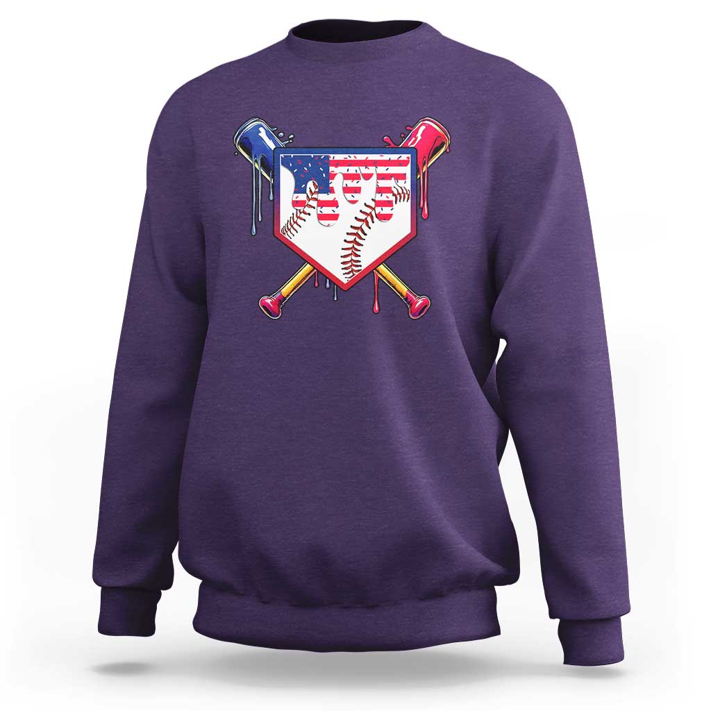 Funny Ice Cream Baseball Drip American Flag Sweatshirt 4th Of July