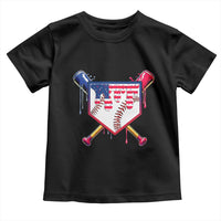 Funny Ice Cream Baseball Drip American Flag Toddler T Shirt 4th Of July