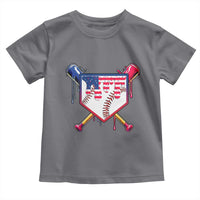 Funny Ice Cream Baseball Drip American Flag Toddler T Shirt 4th Of July