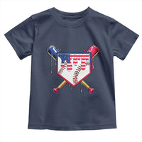 Funny Ice Cream Baseball Drip American Flag Toddler T Shirt 4th Of July