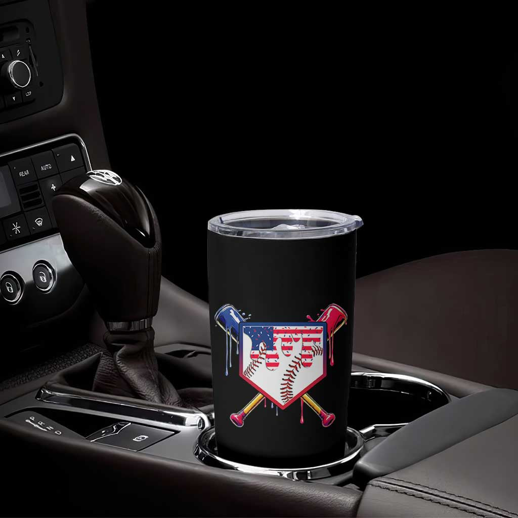 Funny Ice Cream Baseball Drip American Flag Tumbler Cup 4th Of July