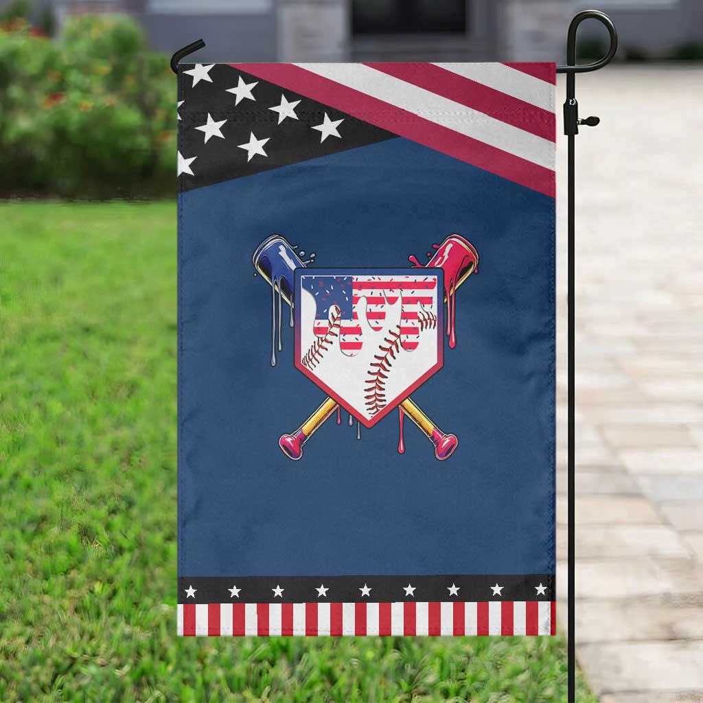Funny Ice Cream Baseball Drip American Flag Garden Flag 4th Of July