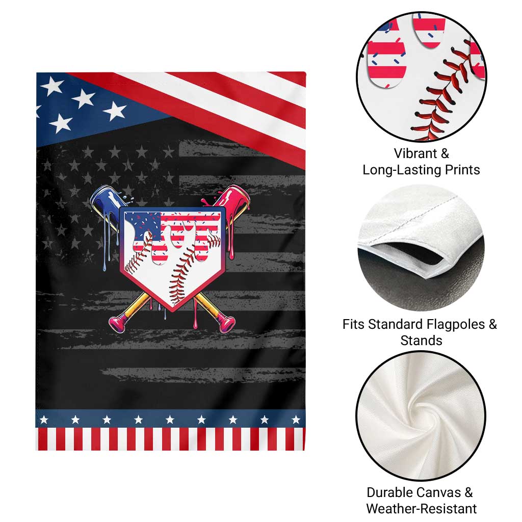 Funny Ice Cream Baseball Drip American Flag Garden Flag 4th Of July
