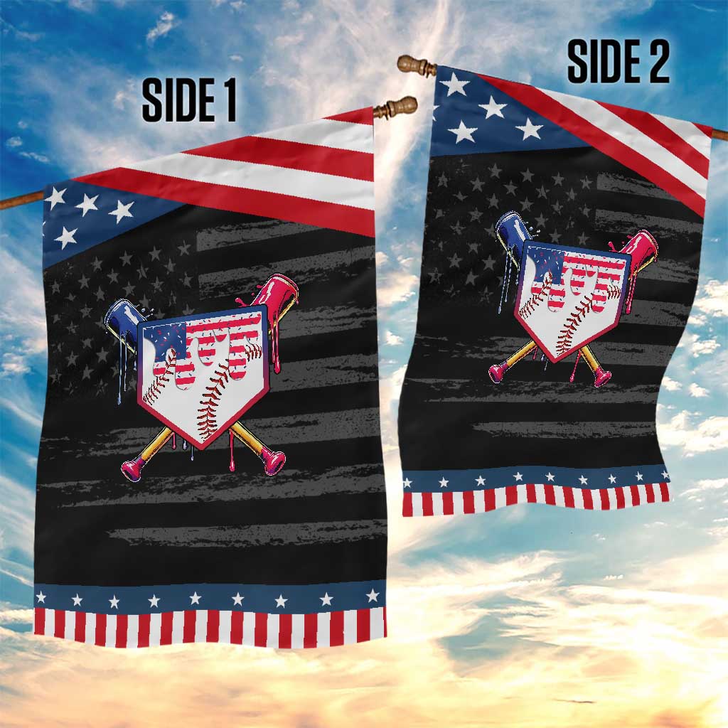 Funny Ice Cream Baseball Drip American Flag Garden Flag 4th Of July