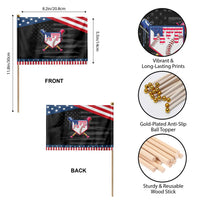 Funny Ice Cream Baseball Drip American Flag Patriotic Handheld Flag 4th Of July