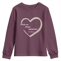 Pearls Are Always Appropriate Youth Sweatshirt Jacqueline Kennedy Quotes