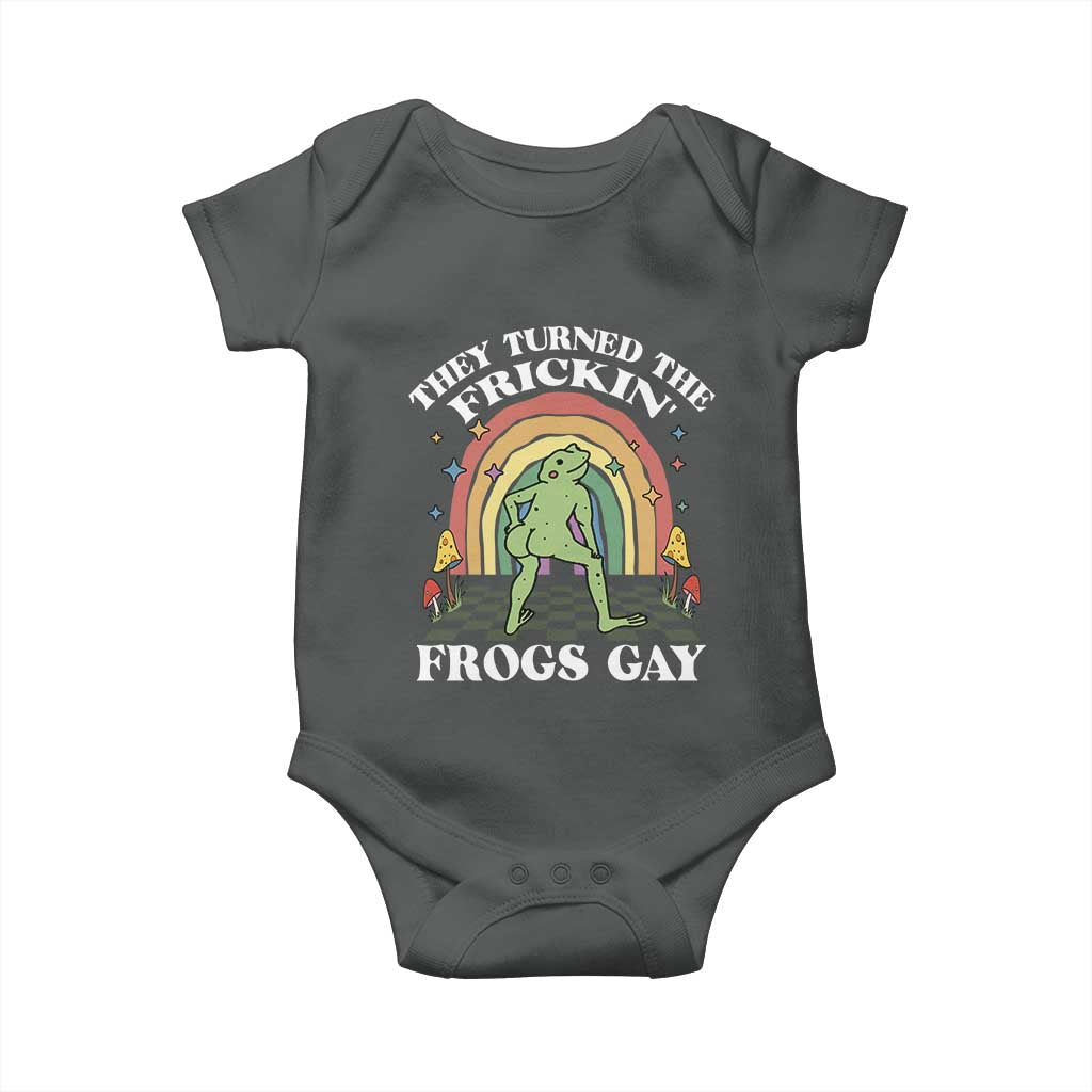 Funny They Turned The Frickin Frogs Gay Baby Onesie Gay Frog LGBT Rainbow