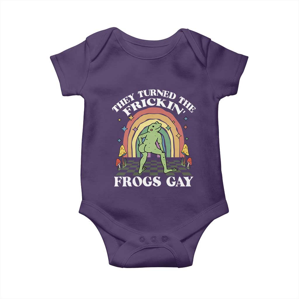 Funny They Turned The Frickin Frogs Gay Baby Onesie Gay Frog LGBT Rainbow