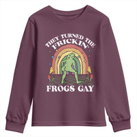 Funny They Turned The Frickin Frogs Gay Youth Sweatshirt Gay Frog LGBT Rainbow