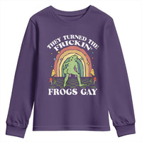 Funny They Turned The Frickin Frogs Gay Youth Sweatshirt Gay Frog LGBT Rainbow