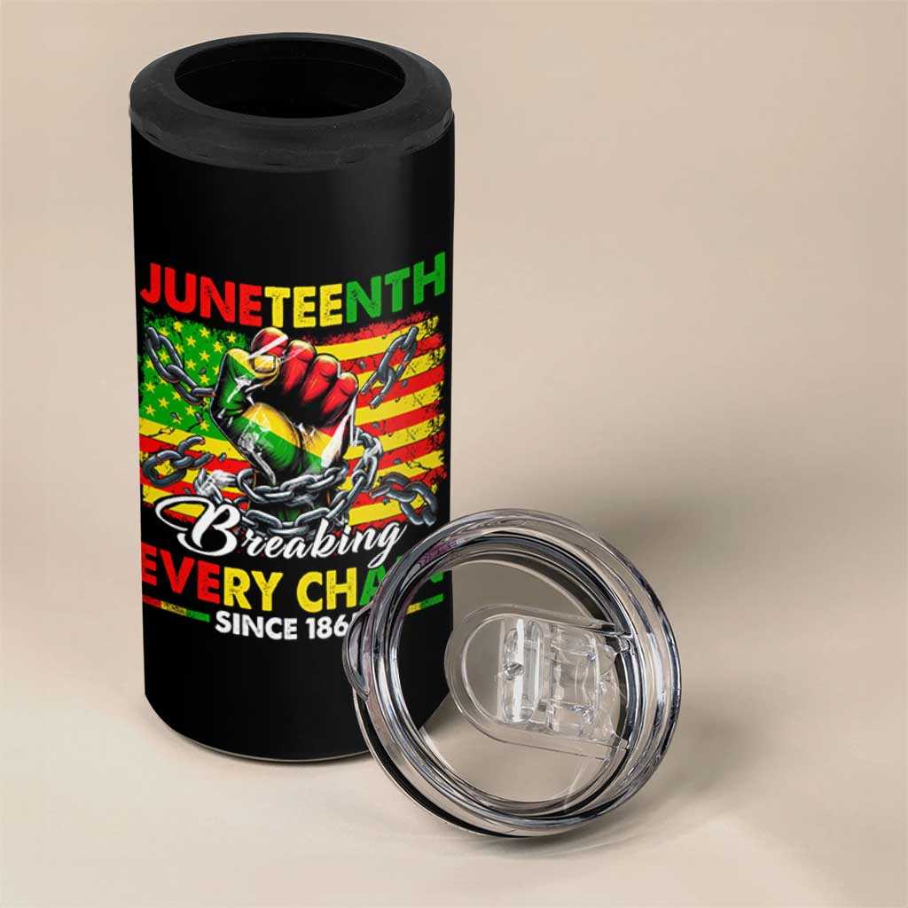 Juneteenth Breaking Every Chain Since 1865 4 in 1 Can Cooler Tumbler Hand Fist Freedom