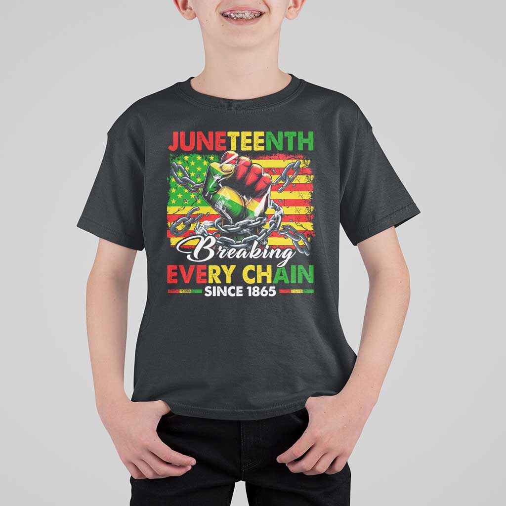 Juneteenth Breaking Every Chain Since 1865 T Shirt For Kid Hand Fist Freedom