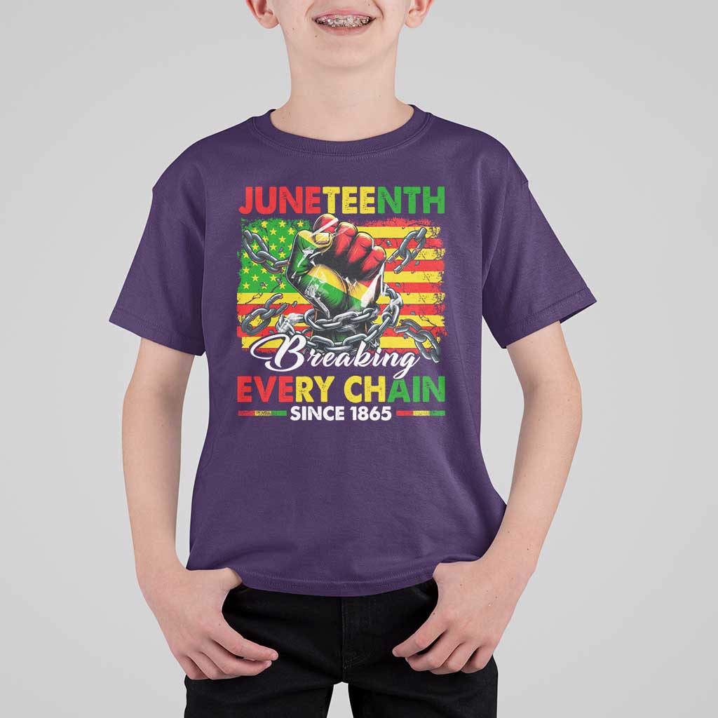 Juneteenth Breaking Every Chain Since 1865 T Shirt For Kid Hand Fist Freedom