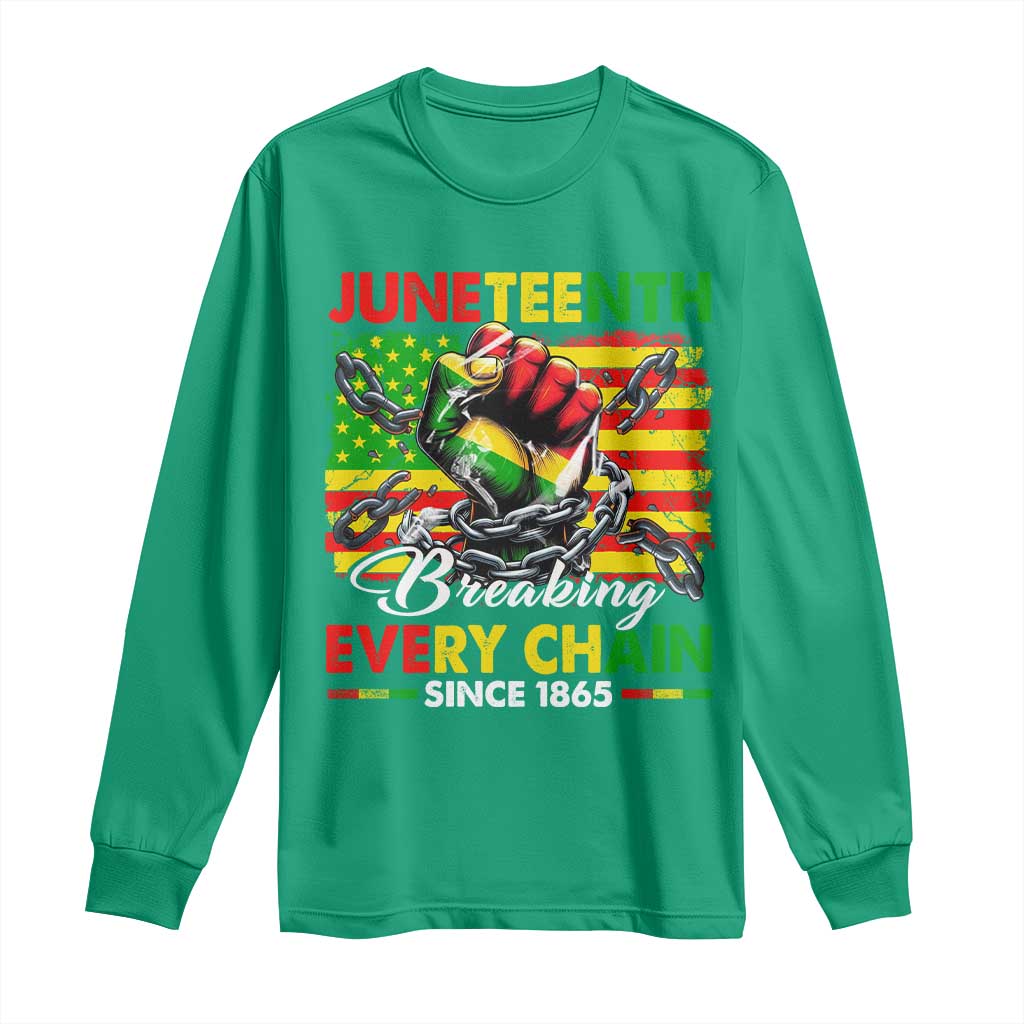 Juneteenth Breaking Every Chain Since 1865 Long Sleeve Shirt Hand Fist Freedom