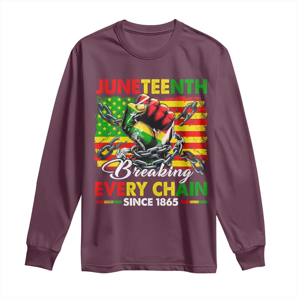 Juneteenth Breaking Every Chain Since 1865 Long Sleeve Shirt Hand Fist Freedom