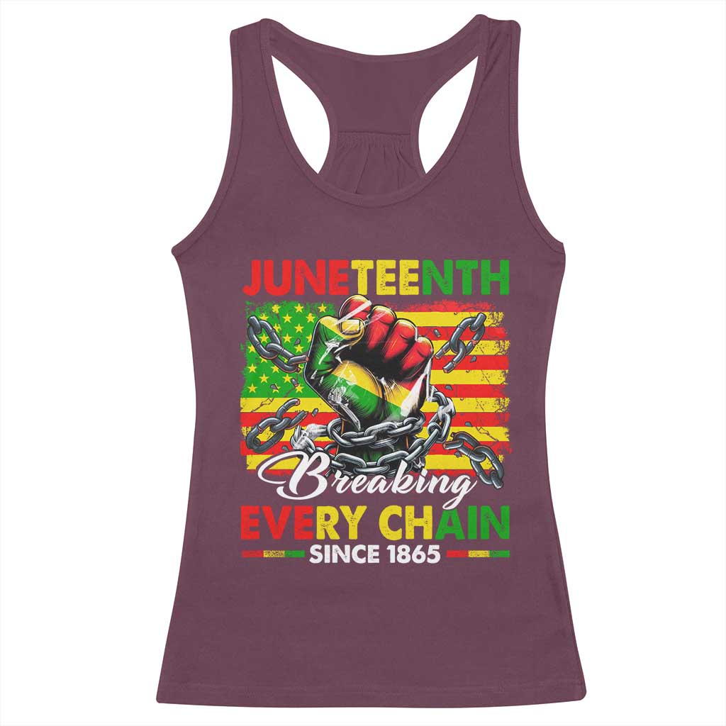 Juneteenth Breaking Every Chain Since 1865 Racerback Tank Top Hand Fist Freedom