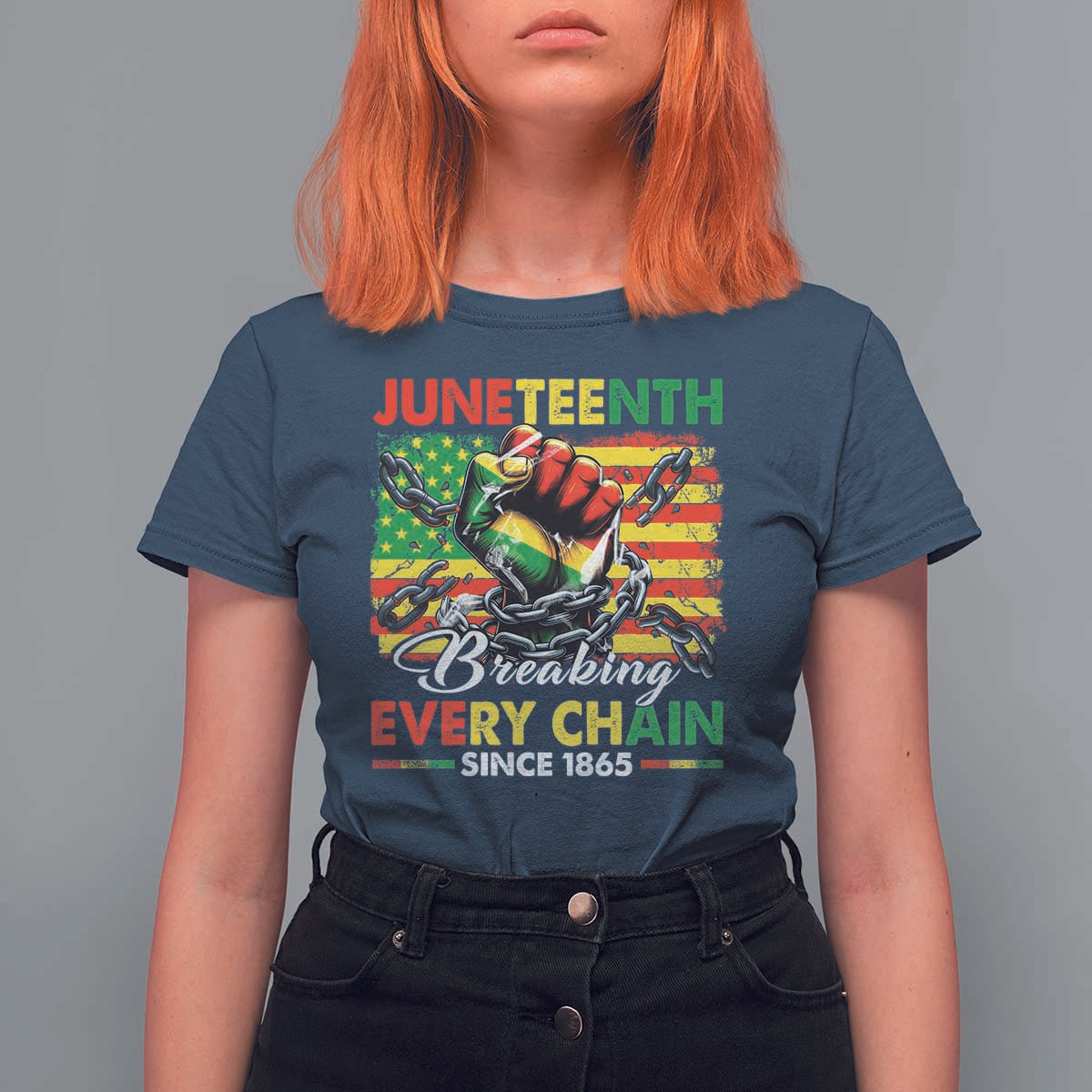 Juneteenth Breaking Every Chain Since 1865 T Shirt For Women Hand Fist Freedom
