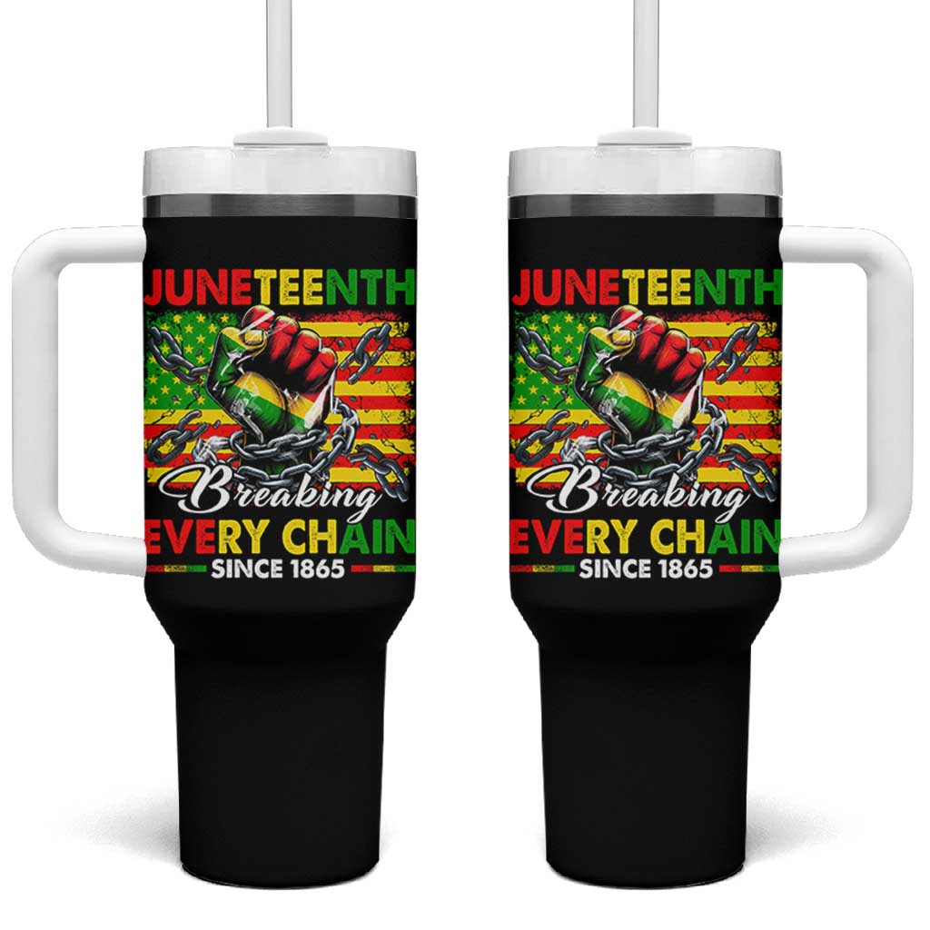 Juneteenth Breaking Every Chain Since 1865 Tumbler With Handle Hand Fist Freedom