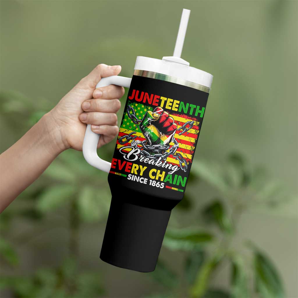 Juneteenth Breaking Every Chain Since 1865 Tumbler With Handle Hand Fist Freedom