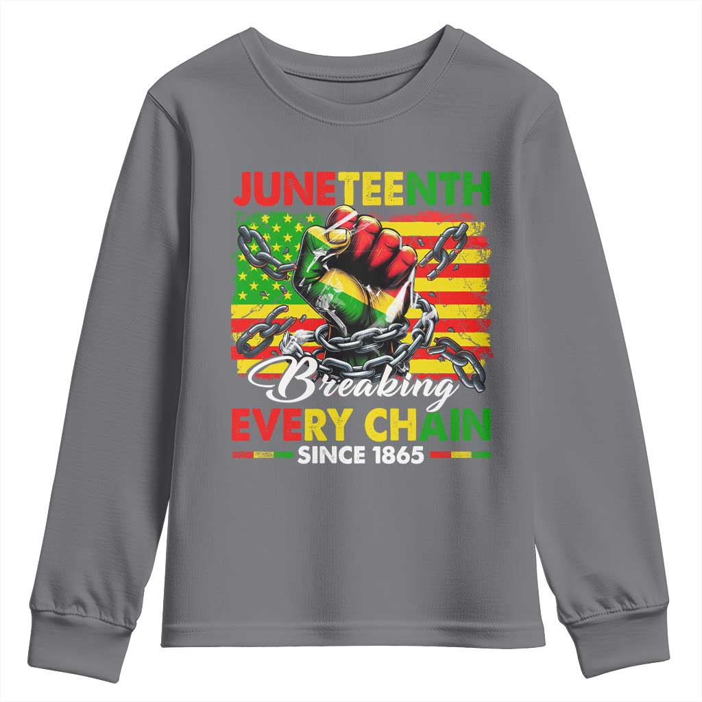 Juneteenth Breaking Every Chain Since 1865 Youth Sweatshirt Hand Fist Freedom