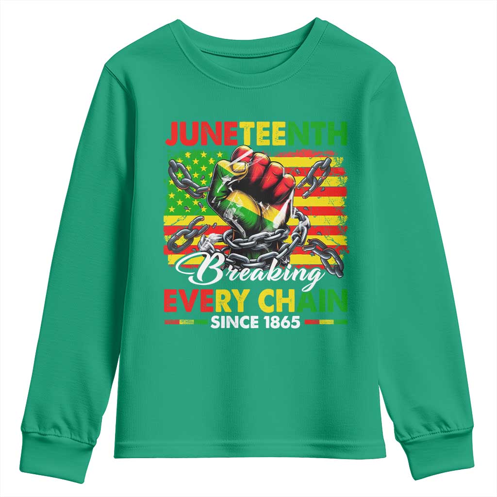 Juneteenth Breaking Every Chain Since 1865 Youth Sweatshirt Hand Fist Freedom