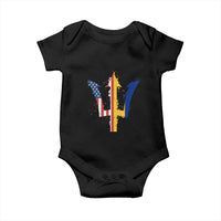 Funny Barbadian American Pride Barbados USA Flag Trident Baby Onesie