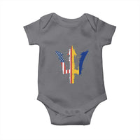Funny Barbadian American Pride Barbados USA Flag Trident Baby Onesie