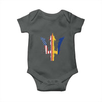 Funny Barbadian American Pride Barbados USA Flag Trident Baby Onesie