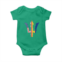 Funny Barbadian American Pride Barbados USA Flag Trident Baby Onesie