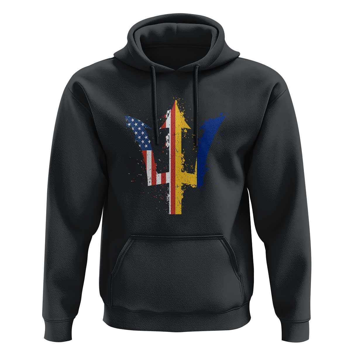 Funny Barbadian American Pride Barbados USA Flag Trident Hoodie