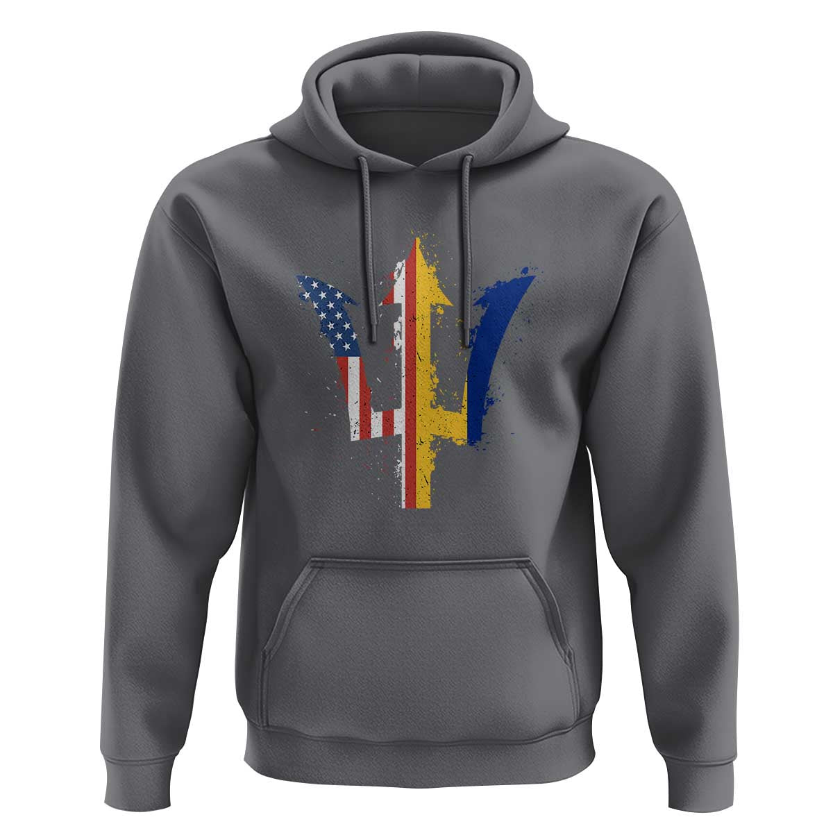 Funny Barbadian American Pride Barbados USA Flag Trident Hoodie