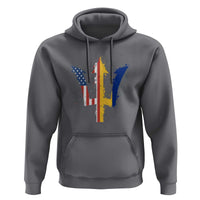 Funny Barbadian American Pride Barbados USA Flag Trident Hoodie
