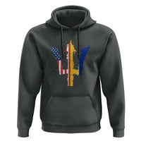 Funny Barbadian American Pride Barbados USA Flag Trident Hoodie