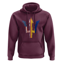 Funny Barbadian American Pride Barbados USA Flag Trident Hoodie